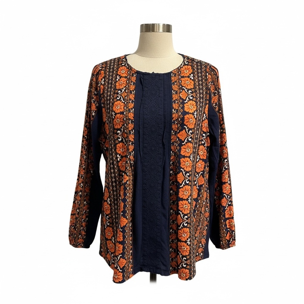 Matilda Jane Navy and Orange Floral Blouse
